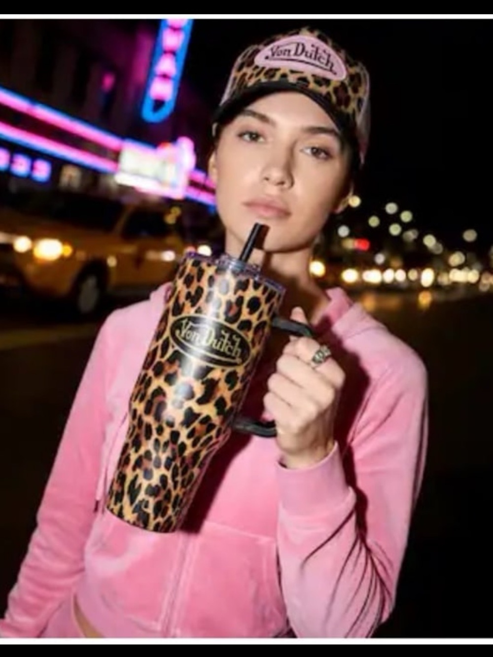 Von Dutch Leopard Print 40oz Tumbler Cup With Handle NEW  Y2K Aesthetic